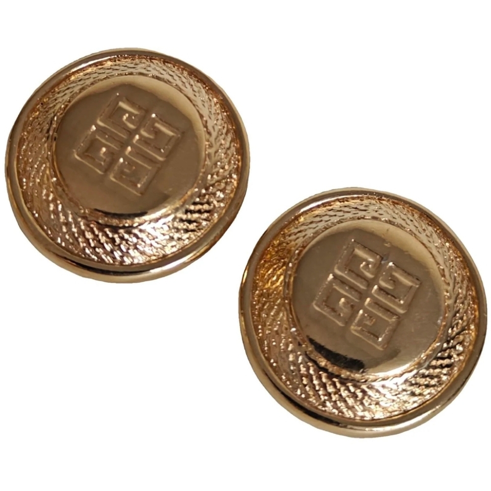 Vintage Givenchy Paris Logo Medallion Earrings